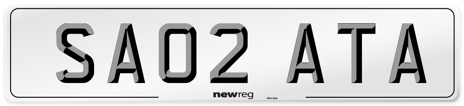 SA02 ATA Number Plate from New Reg